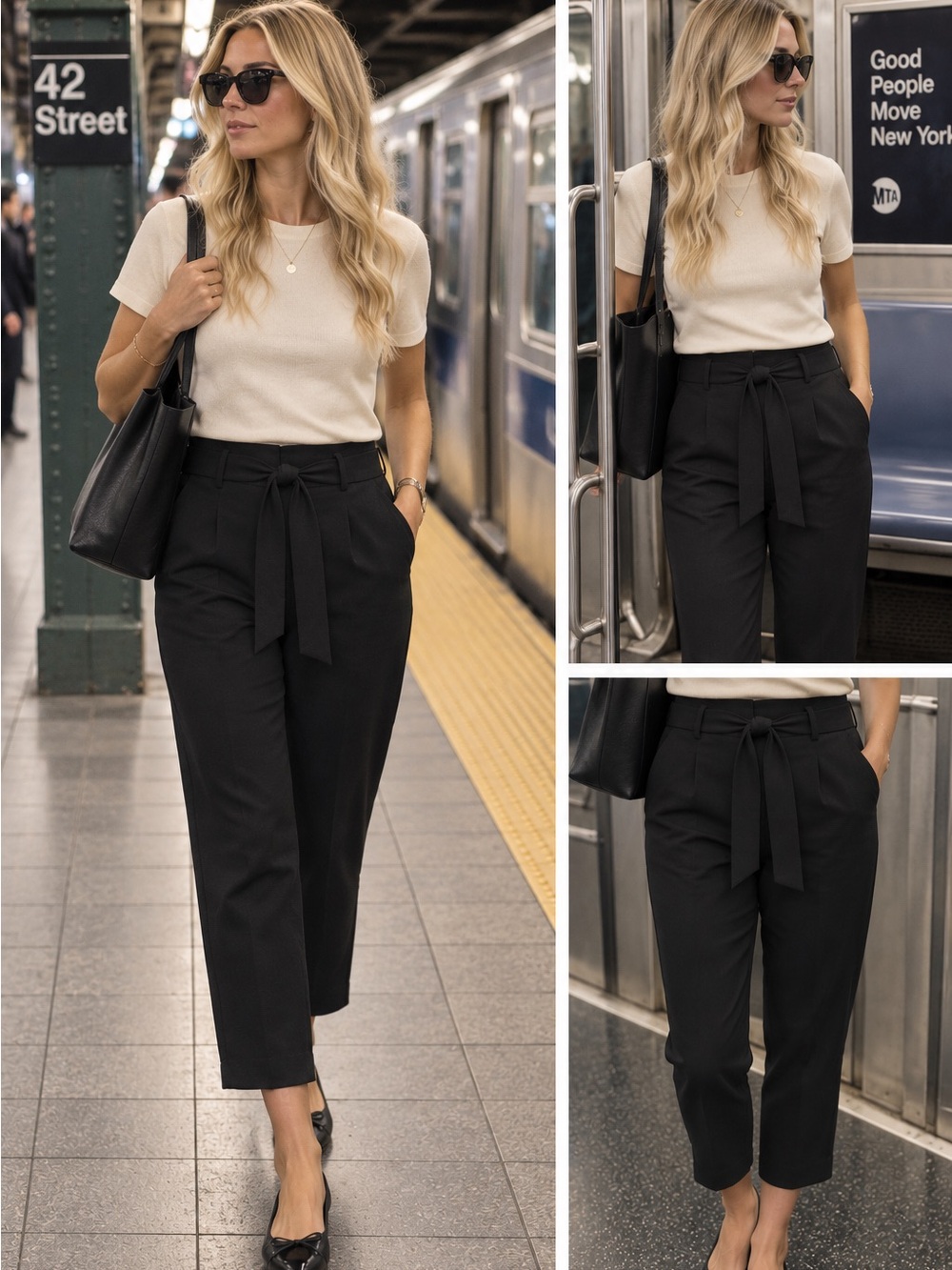 LOFT Outlet Petite Tie Black Cropped Pants